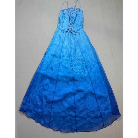 VTG Y2K Jump Apparel Dress Blue Ombre Fairy Princess Hoco Prom Sparkle Floral S - Picture 3 of 13